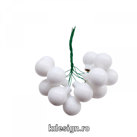 Creativitate DIY - Set 12 globuri de sticla alb lucios 2cm