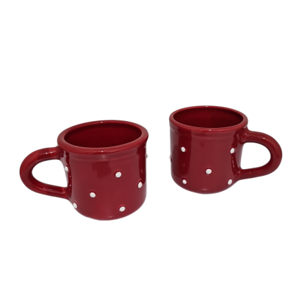 Set 2 cani ceramica rosu cu buline albe [1]
