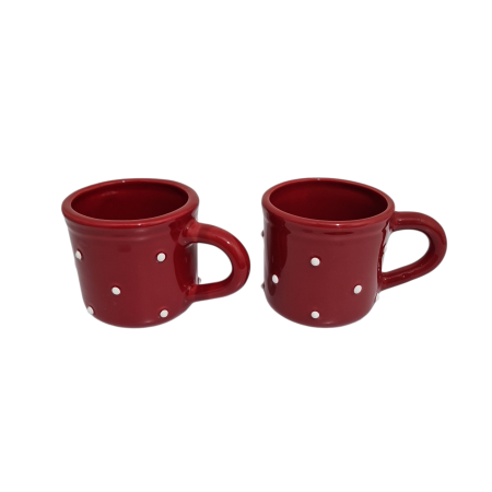 Set 2 cani ceramica rosu cu buline albe [3]
