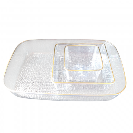 Articole de bucatarie si servirea mesei - Set 3 recipiente servire, transparent
