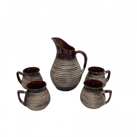 Articole de bucatarie si servirea mesei - Set pentru vin, carafa si 4 cesti, ceramica