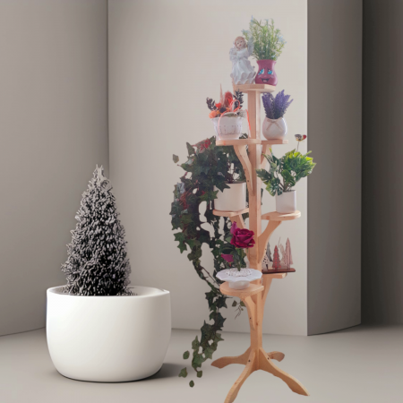 Suport din lemn pentru 7 ghivece cu flori [9]