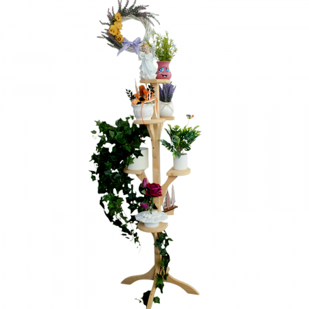 Suport din lemn pentru 7 ghivece cu flori [7]