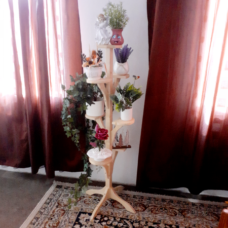 Suport din lemn pentru 7 ghivece cu flori [8]