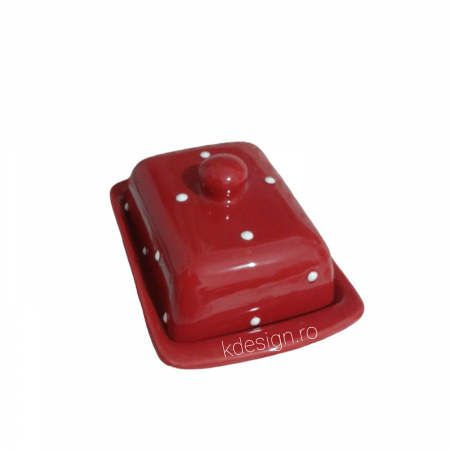 Untiera rosie cu buline albe, ceramica [1]