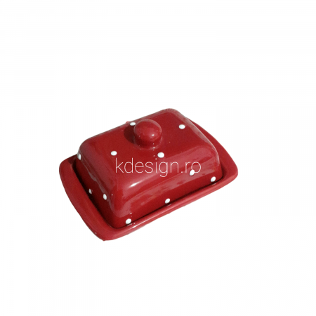 Untiera rosie cu buline albe, ceramica [4]