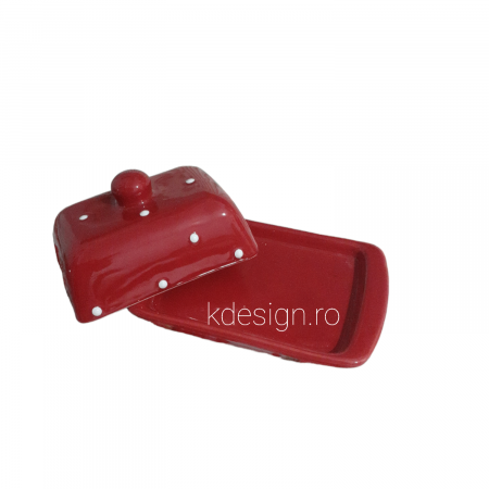 Untiera rosie cu buline albe, ceramica [2]