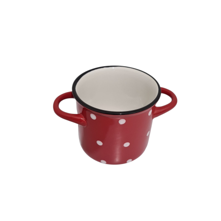 Vas cu manere, ceramica, rosu cu buline albe9x9 cm [2]