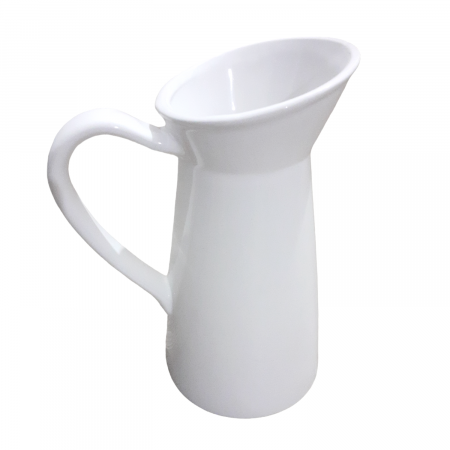 Home & Deco - Vaza alba stil carafa cu maner 24 cm