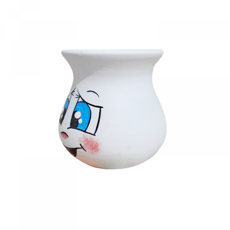 Vaza mini din ceramică, pictata manual - alb [2]
