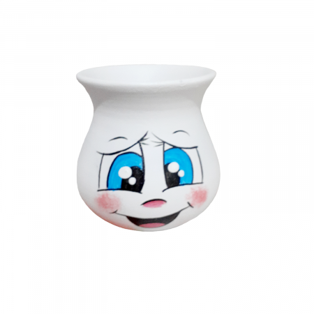 Elemente decorative pentru gradina - Vaza mini din ceramică, pictata manual - alb