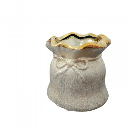 Home & Deco - Vaza saculet auriu, 9x9 cm