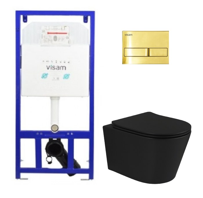 4 in 1 Rezervor incastrat Visam Slim 80 clapeta gold cu Set Vas WC Suspendat negru si capac UV softclose T201MB [1]