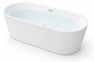 Cadă Freestanding Albă din Acril Flory Reliefata 170*75cm pentru Baie Modernă – Design Elegant și Confort Premium [3]