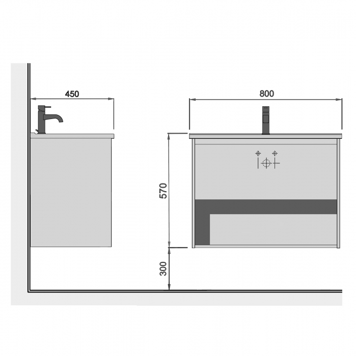 Set 6 in 1 Mobilier Masca Baie Oslo Loft 80 cu Lavoar Su-80 + Vas WC Como Rimless cu Capac Soft Close și Cadru metalic Visam 80 Slim 80 [8]