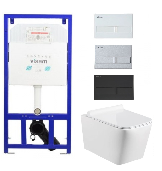 Set 4 in 1 Rezervor incastrat Visam Slim 80 clapeta alba/gri/negru  cu Vas WC Suspendat Neo alb si capac UV softclose [1]