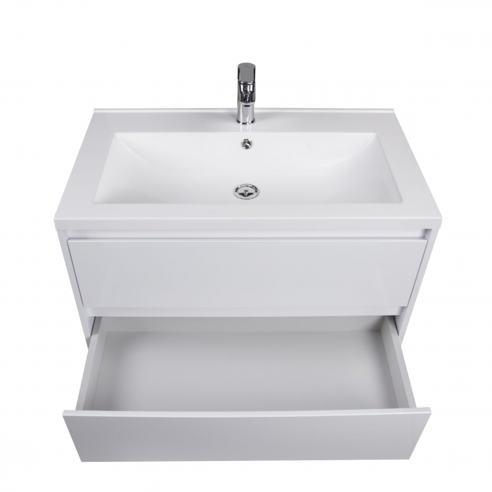 Set 6 in 1 Mobilier Masca Baie Marko 80 cu Lavoar Cosmo-80 + Vas WC Nill Rimless cu Capac Soft Close și Cadru metalic Visam Slim 80 [4]