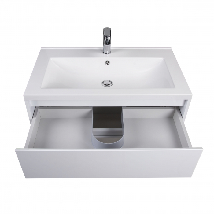 Set 6 in 1 Mobilier Masca Baie Marko 80 cu Lavoar Cosmo-80 + Vas WC Nill Rimless cu Capac Soft Close și Cadru metalic Visam Slim 80 [3]
