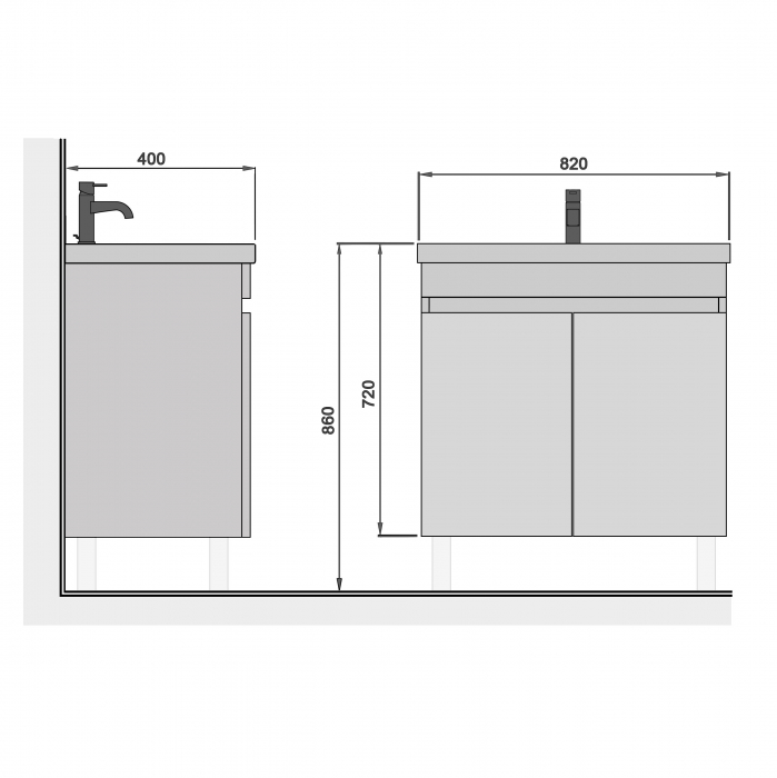 Set 6 in 1 Mobilier Masca Baie Suspendat Urban 80 cu Lavoar Sempre-80 + Vas WC Nilll Rimless cu Capac Soft Close și Cadru metalic Visam Slim 80 [5]