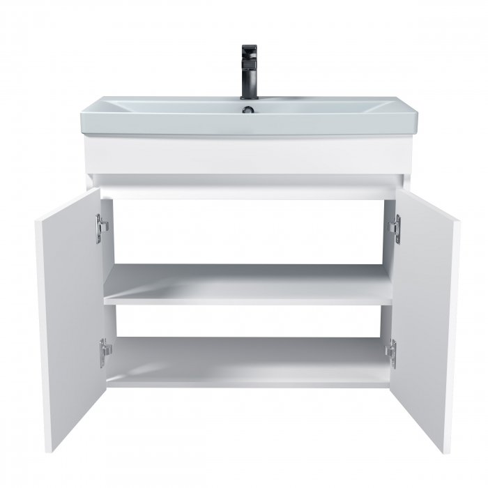 Set 6 in 1 Mobilier Masca Baie Suspendat Urban 80 cu Lavoar Sempre-80 + Vas WC Nilll Rimless cu Capac Soft Close și Cadru metalic Visam Slim 80 [3]