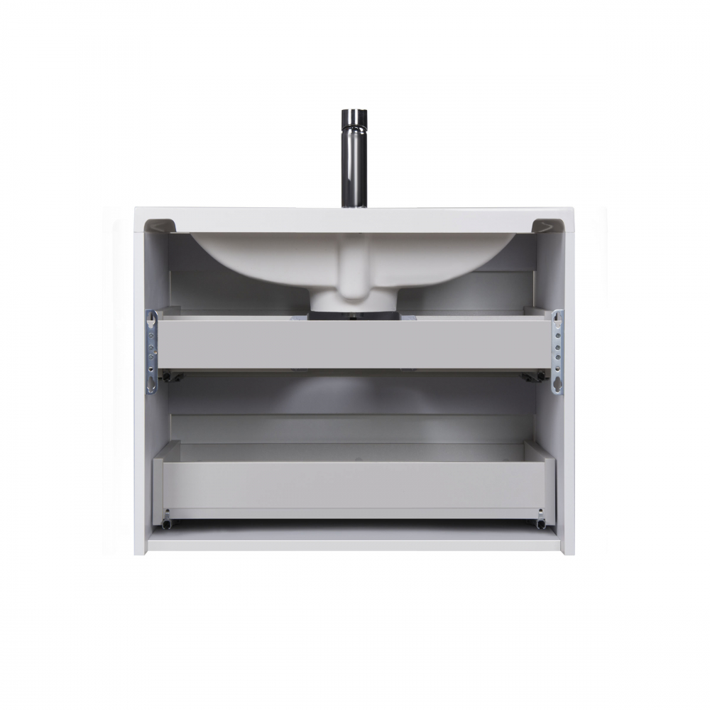 Set Mobilier Baie Suspendat din MDF Vopsit-Lacuit Marko 60-A + Lavoar Blat integrat Alb Cosmo 60 / 600x510x450mm [6]