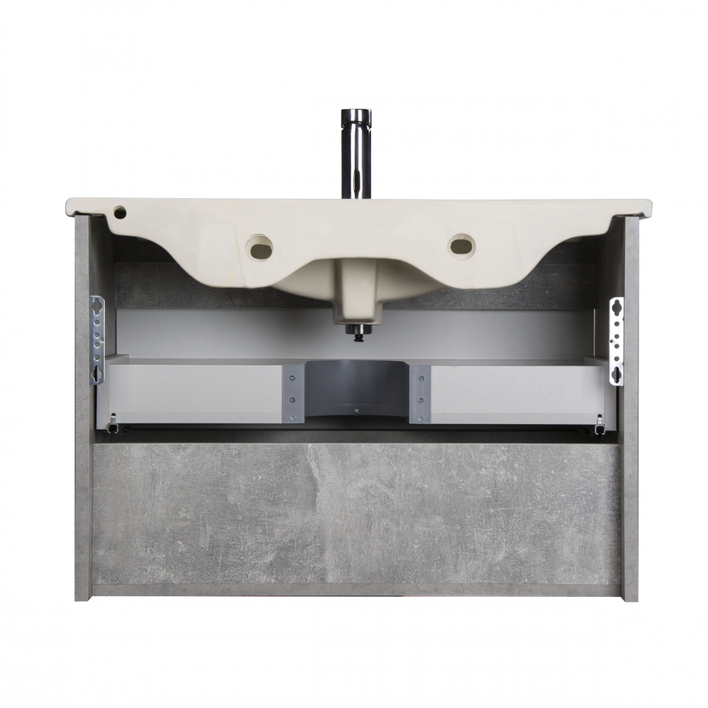 Set Mobilier Baie Suspendat din MDF Vopsit-Lacuit Oslo Loft 80-A + Lavoar Blat integrat Alb Ceramica Su 80 / 800x570x450mm [7]