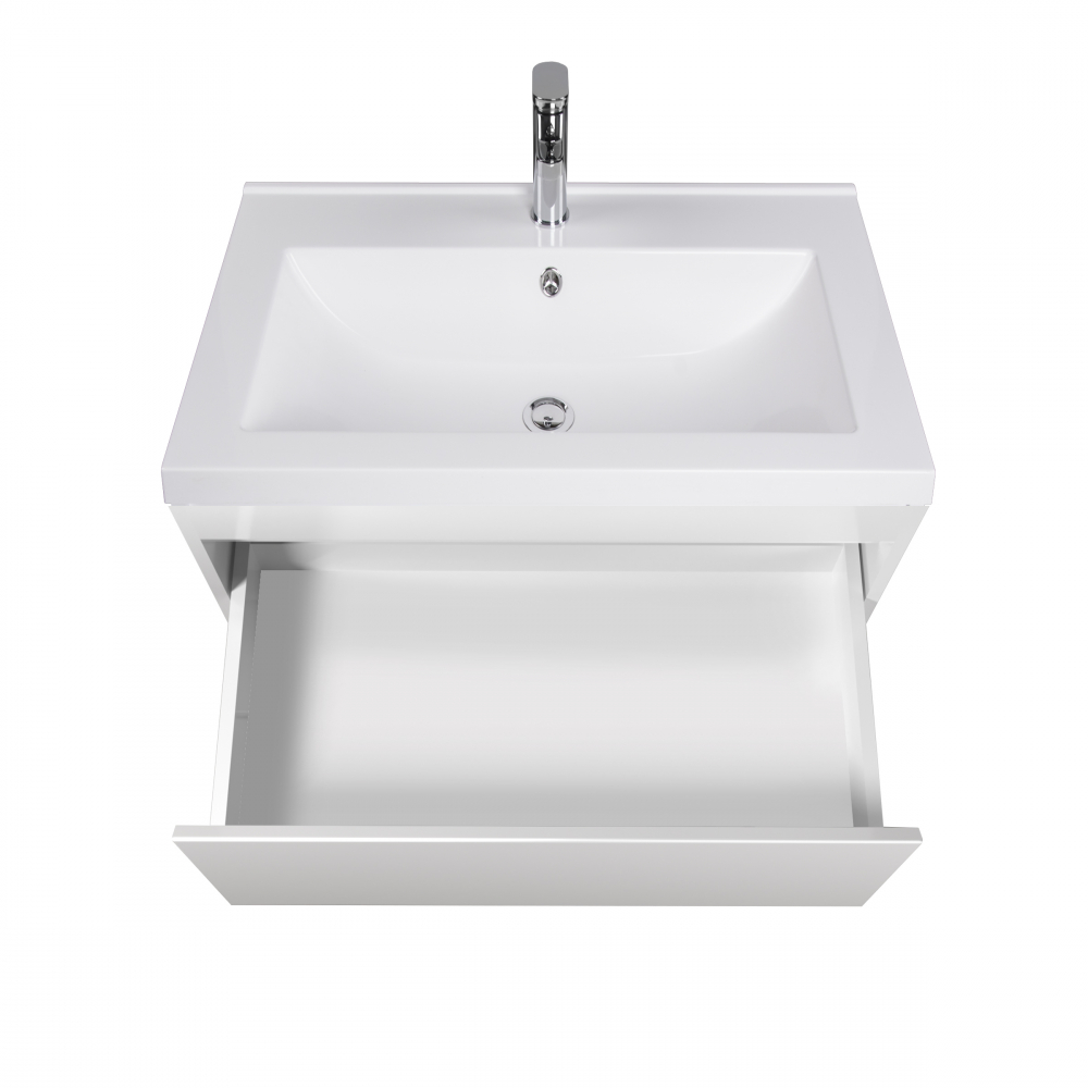 Set Mobilier Baie Suspendat din MDF Vopsit-Lacuit Prime 80-A + Lavoar Blat integrat Alb Compozit Cosmo 80 / 800x430x450mm [4]