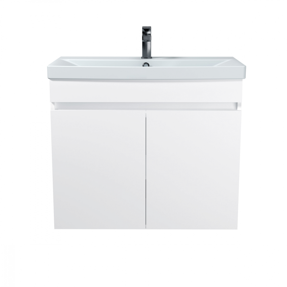 Set Mobilier Baie Suspendat din MDF Vopsit-Lacuit Urban 80-U + Lavoar Blat integrat Alb Ceramica Sempre 80 / 800x720x400mm [3]