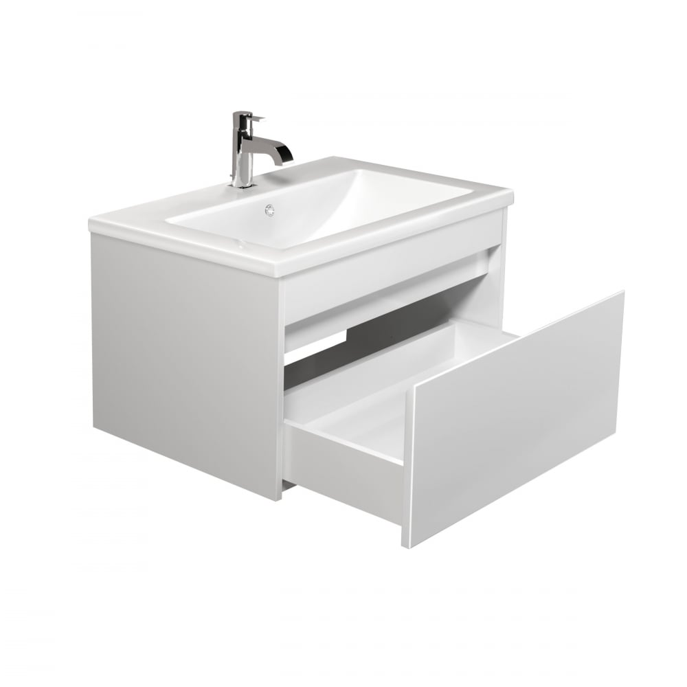 Set Mobilier Baie Suspendat din MDF Vopsit Prime 60-A + Lavoar Blat integrat Alb Ceramica Como 60 / 600x430x450mm [4]