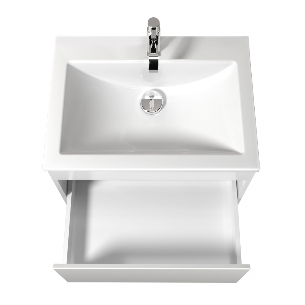 Set Mobilier Baie Suspendat din MDF Vopsit Prime 60-A + Lavoar Blat integrat Alb Ceramica Como 60 / 600x430x450mm [3]