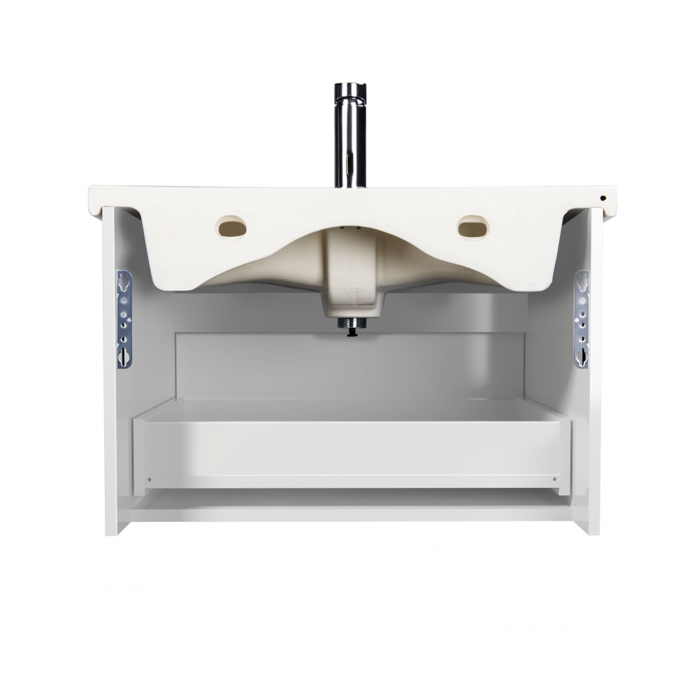 Set Mobilier Baie Suspendat din MDF Vopsit Prime 60-A + Lavoar Blat integrat Alb Ceramica Como 60 / 600x430x450mm [6]