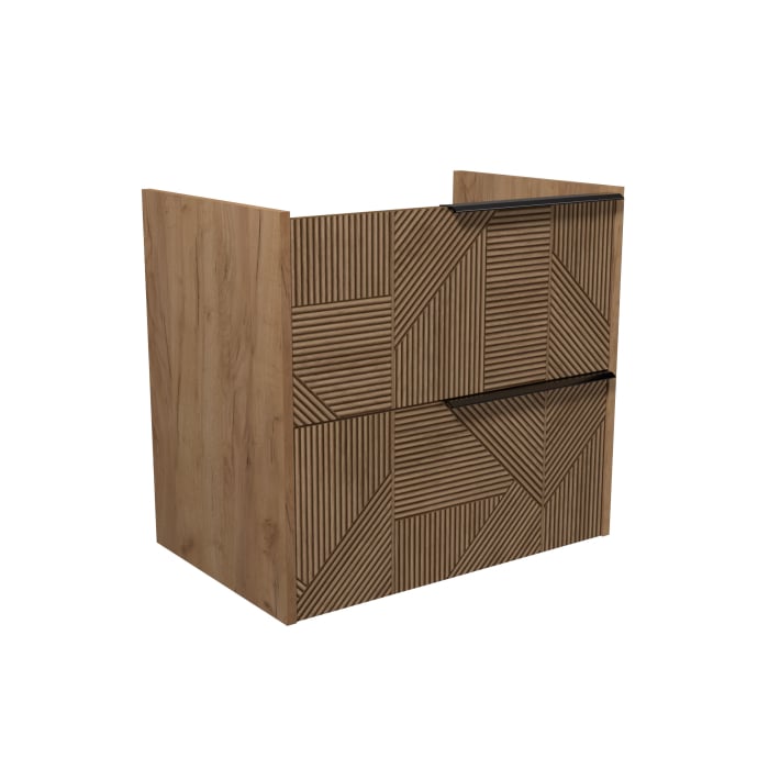 Set Mobilier de Baie Suspendat Cubic Wood  + Lavoar Alb integrat Palace Wide din Ceramica in 3 dimensiuni 61/81/91 [7]