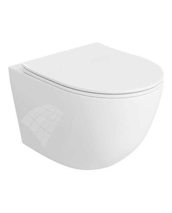 Set Vas WC  Sinto Alb suspendat Rimless alb ceramica cu capac UV softclose + Bide Sinto Suspendat Alb [2]