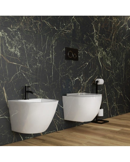 Set Vas WC  Sinto Alb suspendat Rimless alb ceramica cu capac UV softclose + Bide Sinto Suspendat Alb [4]