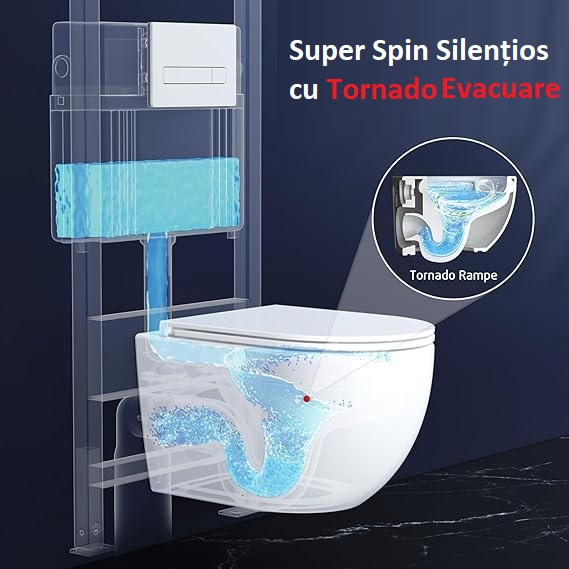 Set Vas WC  Sofia suspendat Tornado alb ceramica + capac UV softclose T203T [5]