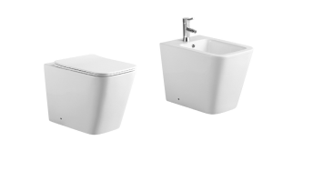 Set vas WC stativ și bideu stativ din ceramică albă [8]