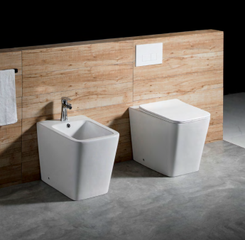 Set vas WC stativ și bideu stativ din ceramică albă [2]