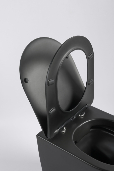 Set Vas WC negru suspendat Rimless si Capac SoftClose [6]