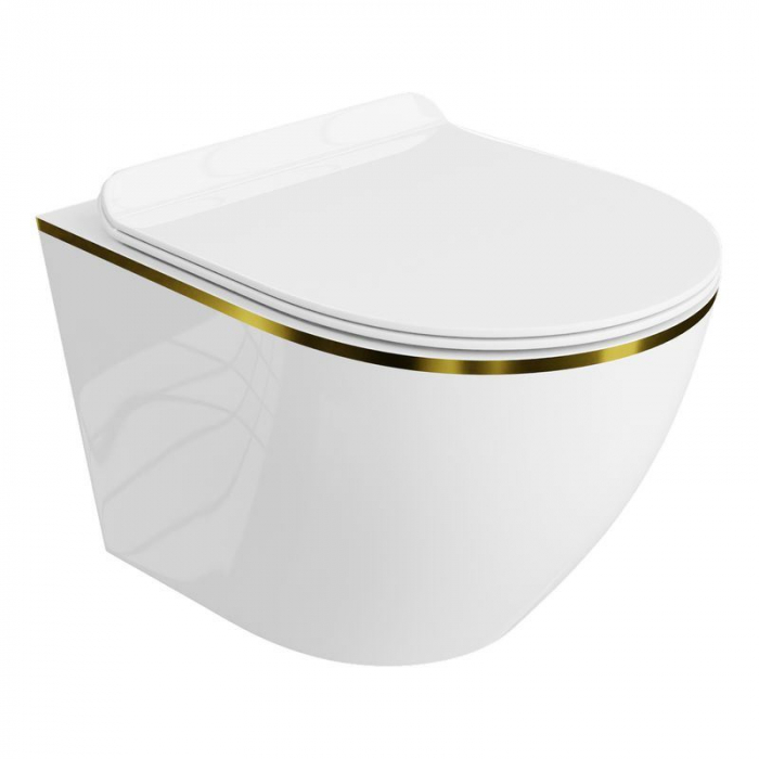 Set Vas WC suspendat rimless Sofi Gold Line cu capac Softclose + Bideu Sofi Gold Line Suspendat [2]