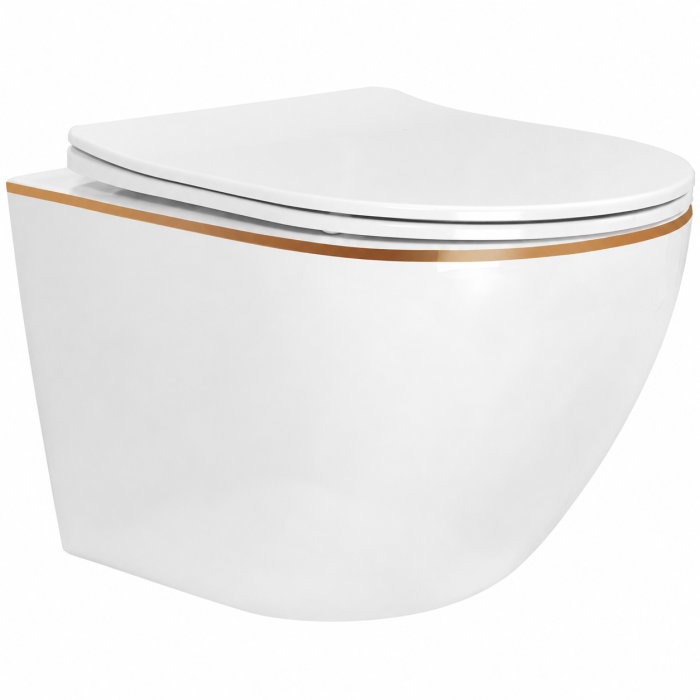 Set Vas WC suspendat rimless Sofia Gold Line cu capac Softclose + Bideu Sofia Gold Line Suspendat 49x36x36 [2]