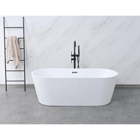 Cada Freestanding - Cadă Freestanding Albă din Acril Flory Reliefata 170*75cm pentru Baie Modernă – Design Elegant și Confort Premium