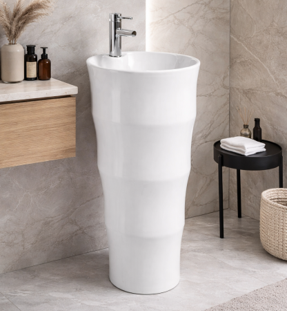Lavoare - Lavoar freestanding monobloc din ceramică albă