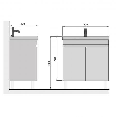 Set 6 in 1 Mobilier Masca Baie Suspendat Urban 80 cu Lavoar Sempre-80 + Vas WC Nilll Rimless cu Capac Soft Close și Cadru metalic Visam Slim 80 [4]