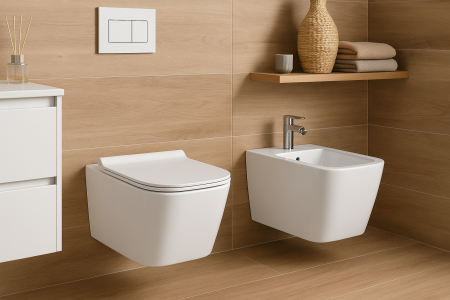 Set 6 in 1 Rezervor incastrat Visam Slim 80 clapeta alba/gri/negru  cu Vas WC Suspendat Neo alb si capac UV softclose + Cadru Metalic cu Bide Neo Alb Suspendat [2]