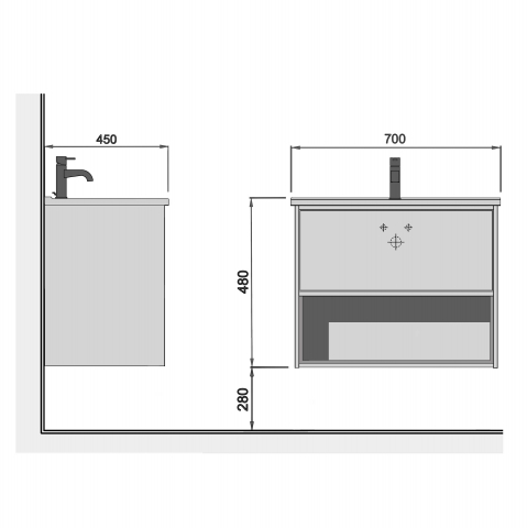 Mobilier baie Suspendat Bravo 70 [10]