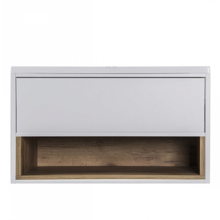 Mobilier Baie - Set Mobilier Baie Suspendat din MDF Vopsit-Lacuit Bravo 80-A ST +  Blat integrat Alb 80 / 800x480x450mm