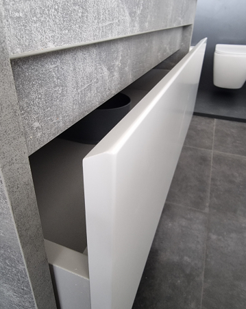 Set Mobilier Baie Suspendat din MDF Vopsit-Lacuit Oslo Loft 80-A + Lavoar Blat integrat Alb Ceramica Su 80 / 800x570x450mm [2]
