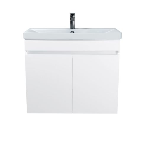 Set Mobilier Baie Suspendat din MDF Vopsit-Lacuit Urban 80-U + Lavoar Blat integrat Alb Ceramica Sempre 80 / 800x720x400mm [2]