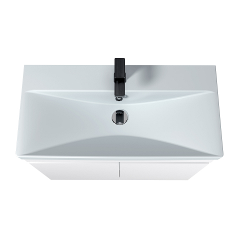 Set Mobilier Baie Suspendat din MDF Vopsit-Lacuit Urban 80-U + Lavoar Blat integrat Alb Ceramica Sempre 80 / 800x720x400mm [4]