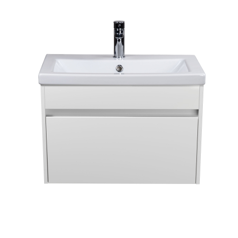 Set Mobilier Baie Suspendat din MDF Vopsit Prime 60-A + Lavoar Blat integrat Alb Ceramica Como 60 / 600x430x450mm [1]